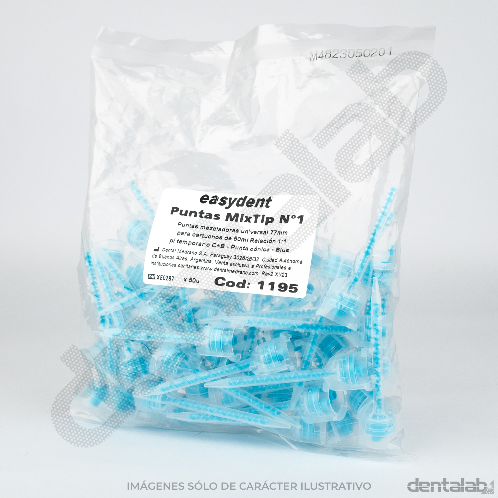 Puntas Mezcladoras Easydent • #1 Azul • para Silicona Light - Temporal - C&B x 50 und.