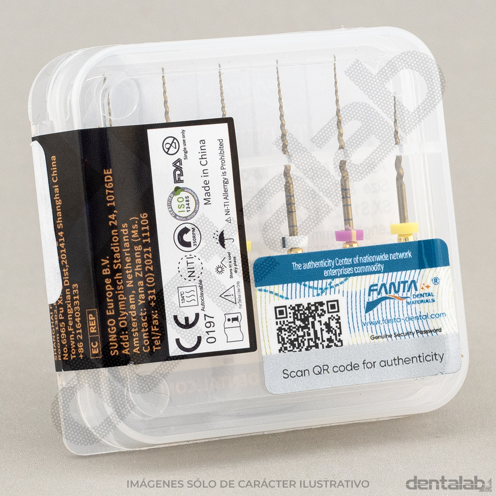 Lima Mecanizada NiTi FANTA V Taper Gold 25mm x 6 Und.