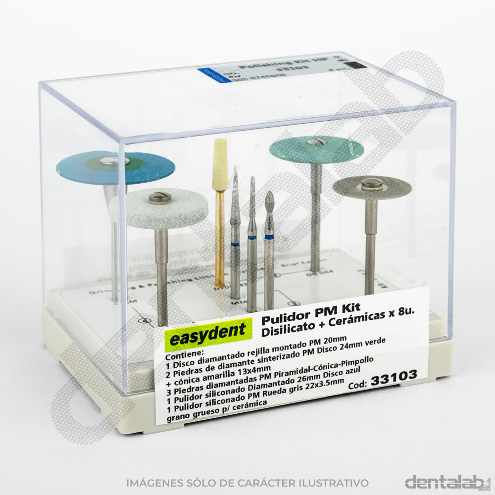 Kit Pulidor PM Easydent • Disilicato + Cerámicas x 8 und.