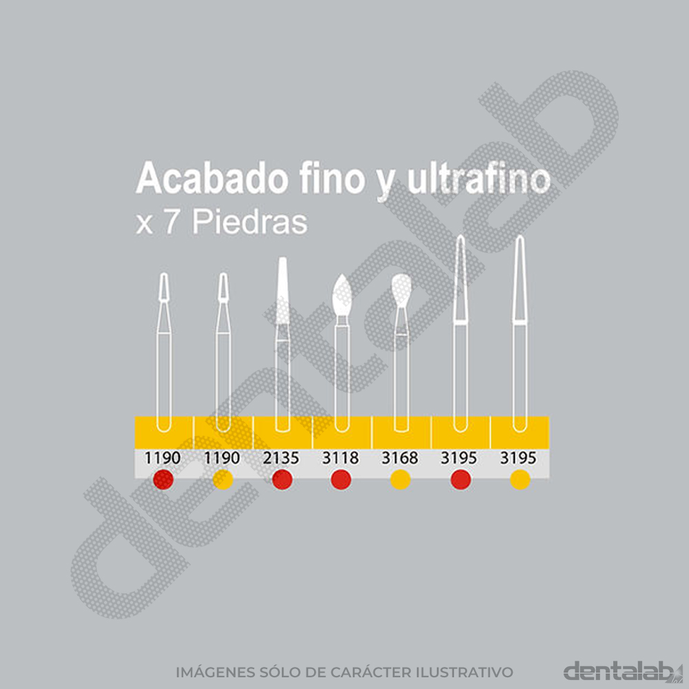 Kit MICRODONT • Acabado Fino y Ultrafino • Fresa de Diamante FG x 7 und.
