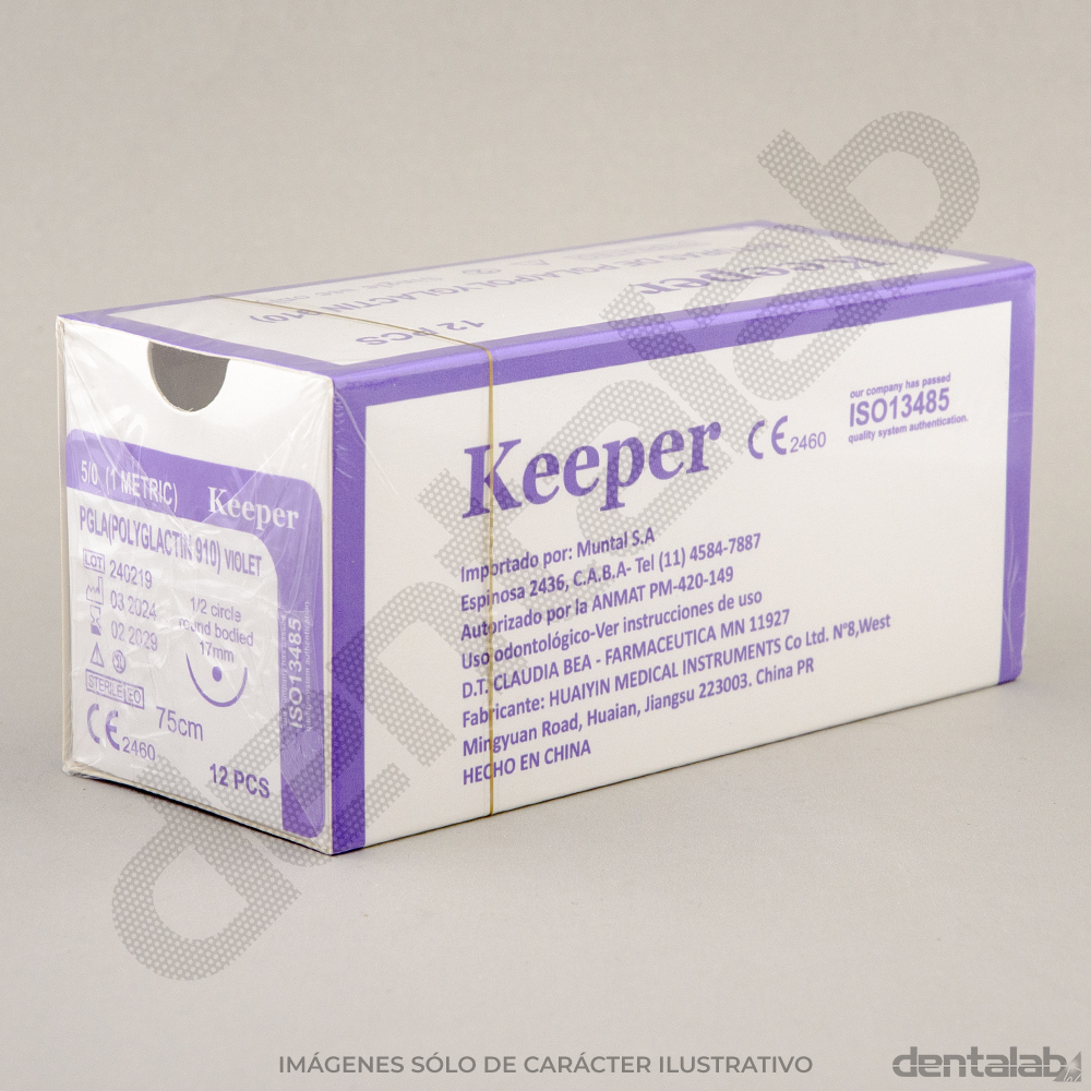 Aguja Sutura PGLA Punta Redonda Keeper 5/0 x 12 und.
